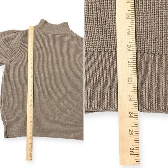 Pearl By Lela Rose Blouson Sleeve Wool Sweater, Size M, Dark Taupe Color - Picture 13 of 13